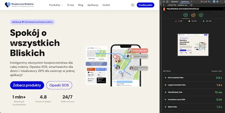 Bezpieczna Rodzina — Lighthouse score after optimization